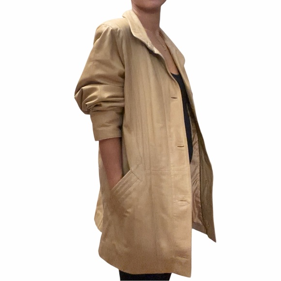 Buttery Soft Light Tan Leather Coat - Picture 3 of 12